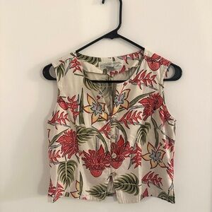 Vintage - Pineapple Moon tank top - XS - hibiscus floral flower print